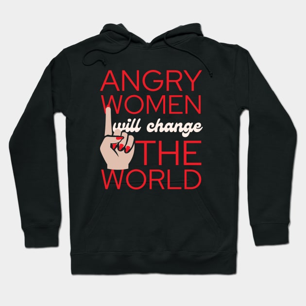 Angry Women Will Change The World Red Nail Polish Design Hoodie by pingkangnade2@gmail.com